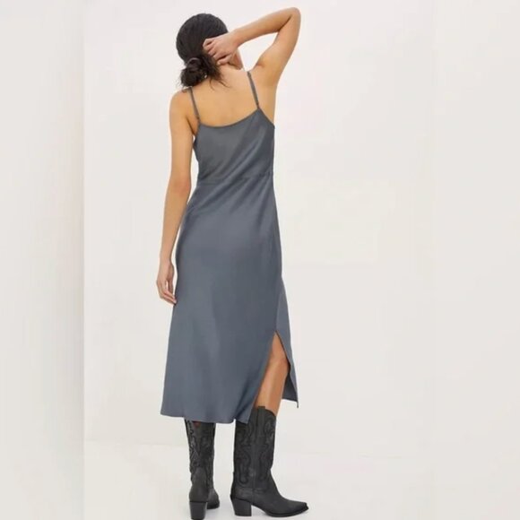 Anthropologie Elyse Slip Dress Medium Carbon Gray - Picture 3 of 10